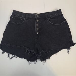Abercrombie & Fitch High Rise Mom Short 32/14 Curve Love Black Button Fly Shorts